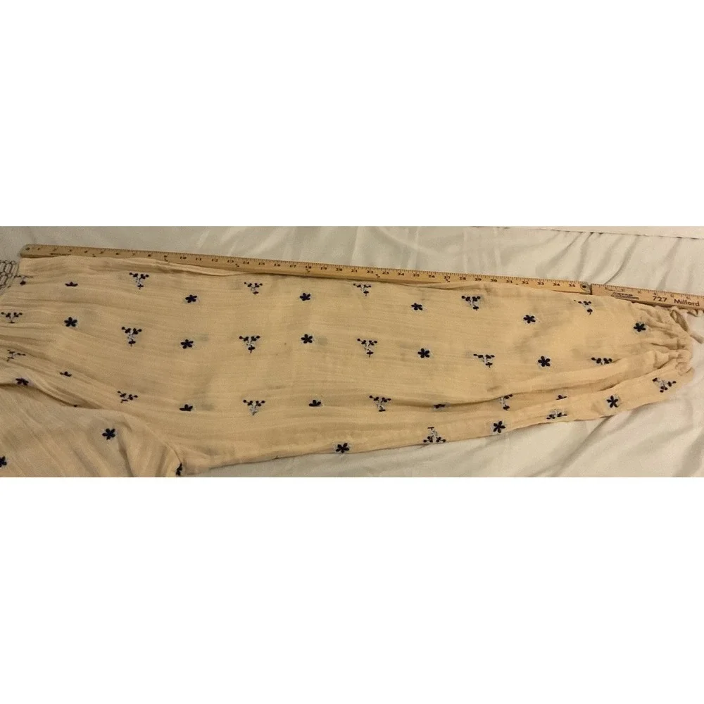 NWT Free People Dahlia WideLeg Floral Embroidered Ribbed 100% Cotton Jumpsuit XS - Picture 12 of 14